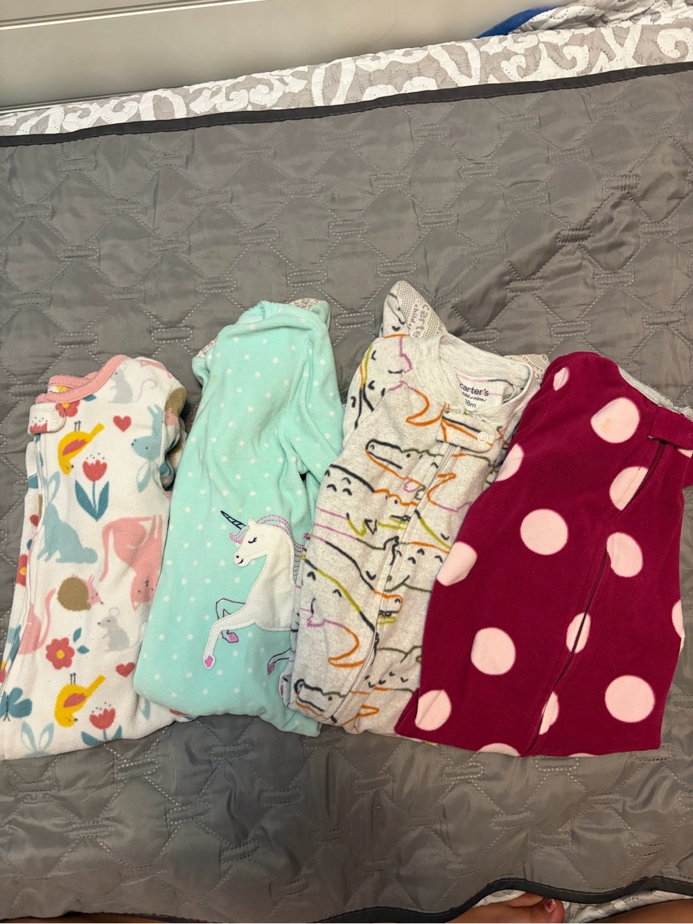 Carter's Girls Pajama Bundle - Mint, Gray, Burgundy, White, Pink Multicolor